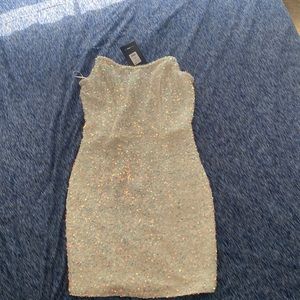 White strapless sequin fashion nova dress